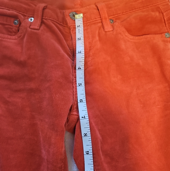 AG Adriano Goldschmied Stevie Slim Straight Corduroy Pants Orange Size 25R - Picture 2 of 8